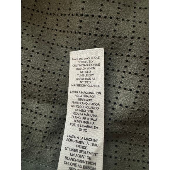 Chico's | Olive Green Faux Suede Moto Perforated Waterfall Vest  | Size Small - Picture 6 of 6